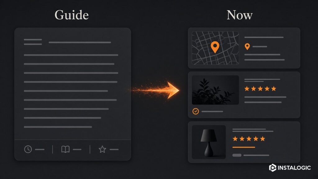 Search-intent shift example showing guide -> service/local/product result changes