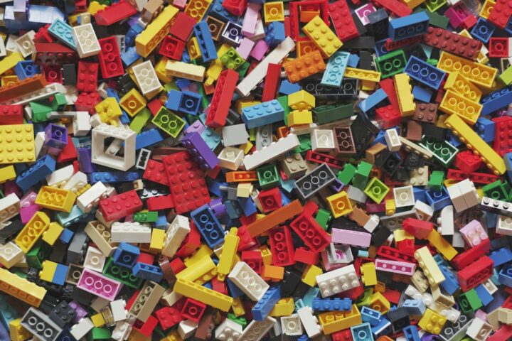 Illustrative wooden toys and learning blocks.