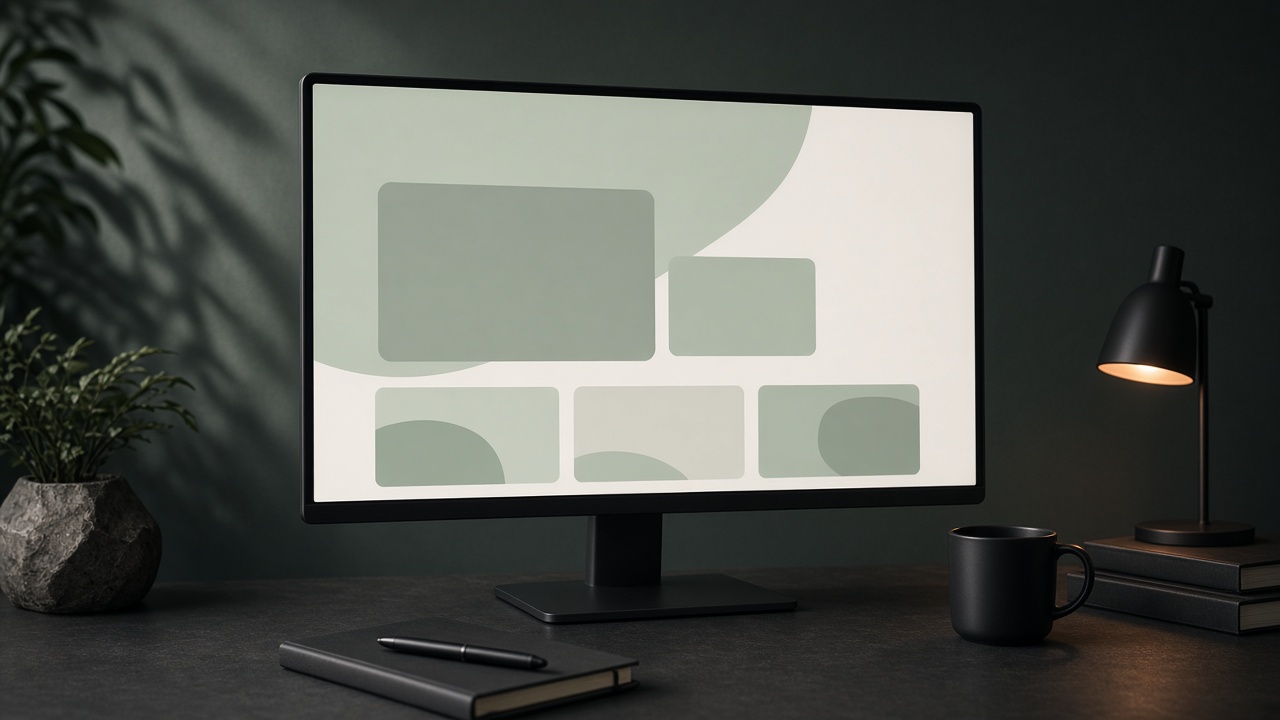 Illustrative landing-page concept on a monitor. Placeholder, not a client result.